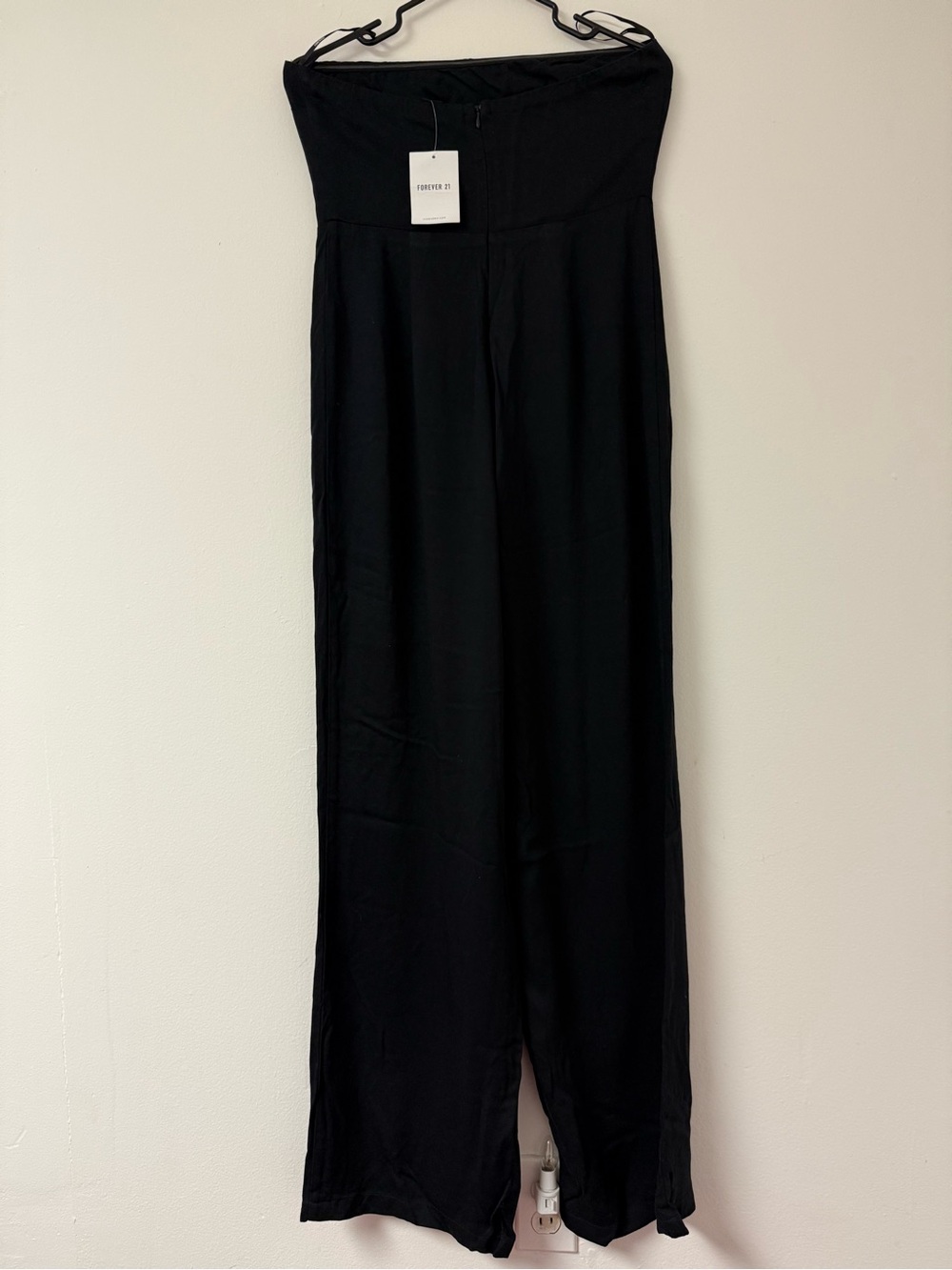 Forever 21 Black Strapless Wide-Leg Jumpsuit